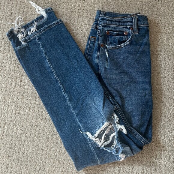 Abercrombie Ankle Straight Ultra High Rise Dark Wash - Picture 1 of 8